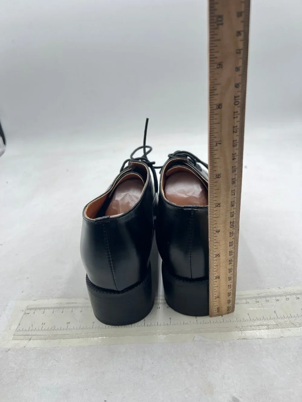 FSJ Black Men's Classic Lace-Up Oxford Shoes Handmade Burnished Dress Shoes